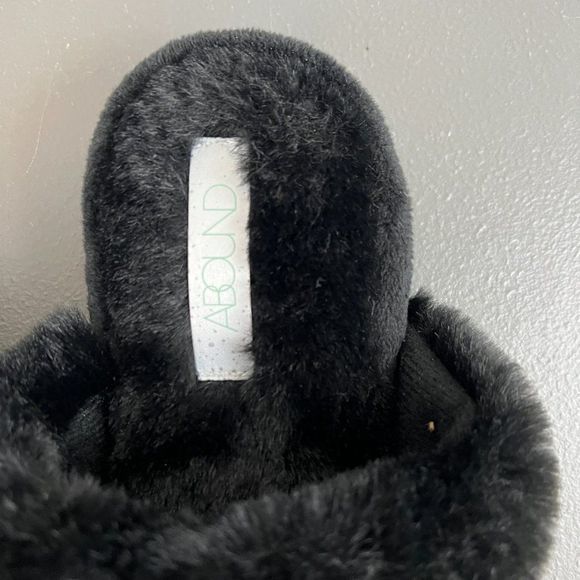 NWT ABOUND Black Wynter-Fab‎ Faux Fur Slippers (M-7/8) - Picture 3 of 7